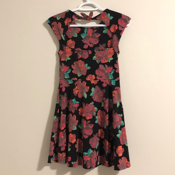 Talula black and floral rose print skater dress - Picture 3 of 9